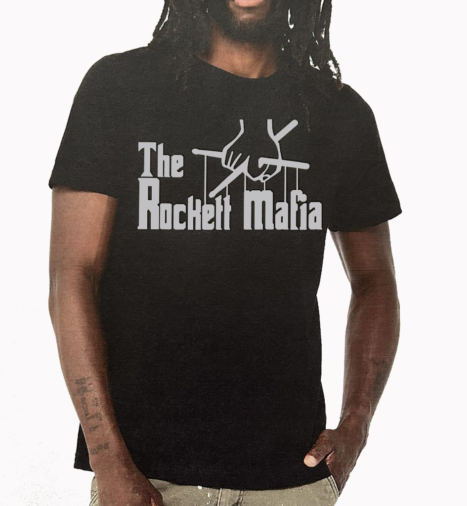 Rockett Mafia Silver Logo - Black T-Shirt